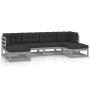 Set de muebles de jardín 6 pzas con cojines madera pino gris de vidaXL, Conjuntos de jardín - Ref: Foro24-3077116, Precio: 47...
