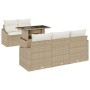 Conjunto de Sofás de Jardín de 6 Piezas con Cojines Beige Ratán Poliéster de , Sofás de exterior - Ref: Foro24-3348917, Preci...