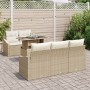 Conjunto de Sofás de Jardín de 6 Piezas con Cojines Beige Ratán Poliéster de , Sofás de exterior - Ref: Foro24-3348917, Preci...