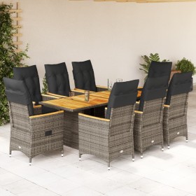 Set comedor jardín 9 pzas y cojines ratán sintético gris en Conjuntos de jardín | Comprar online en Foru.es