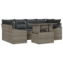 Set de Sofás de Jardín de 7 Piezas con Cojines Gris de Ratán Poliéster de , Sofás de exterior - Ref: Foro24-3348935, Precio: ...
