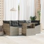 Conjunto de Sofás de Jardín de 7 Piezas con Cojines Gris Claro de Poliratán de , Sofás de exterior - Ref: Foro24-3348938, Pre...