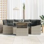 Conjunto de Sofás de Jardín de 7 Piezas con Cojines Gris Claro de Poliratán de , Sofás de exterior - Ref: Foro24-3348938, Pre...
