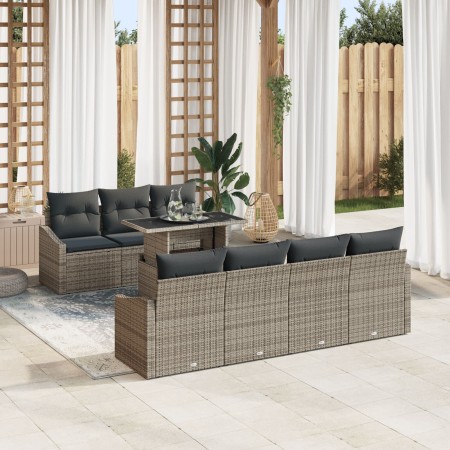 Conjunto de Sofá de Jardín de 8 Piezas con Cojines Gris Polirratán de , Sofás de exterior - Ref: Foro24-3348945, Precio: 558,...
