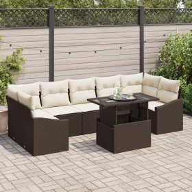 Conjunto de Sofá de Jardín de 8 Piezas con Cojines de Ratán Poliéster Marrón de , Sofás de exterior - Ref: Foro24-3348954, Pr...