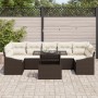 Conjunto de Sofá de Jardín de 8 Piezas con Cojines de Ratán Poliéster Marrón de , Sofás de exterior - Ref: Foro24-3348954, Pr...