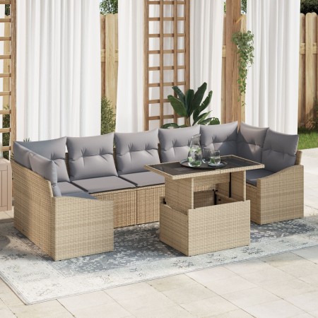 Conjunto de Sofás de Jardín de 8 Piezas Con Cojines Beige Ratán de , Sofás de exterior - Ref: Foro24-3348956, Precio: 587,16 ...