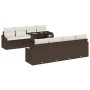 Set de Sofás de Jardín de 9 Piezas con Cojines Marrón de Polirratán de , Sofás de exterior - Ref: Foro24-3348964, Precio: 660...