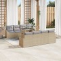 Conjunto de Sofás de Jardín de 9 Piezas con Cojines Beige de Ratán Poliéster de , Sofás de exterior - Ref: Foro24-3348966, Pr...