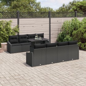 Set de Sofá de Jardín de 9 Piezas con Cojines Negro Poliratán de , Sofás de exterior - Ref: Foro24-3348969, Precio: 639,39 €,...
