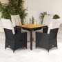 Set de muebles jardín 5 pzas con cojines ratán sintético negro en Conjuntos de jardín | Comprar online en Foru.es