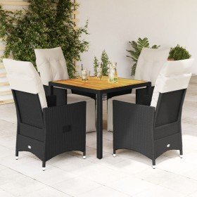 Set de muebles jardín 5 pzas con cojines ratán sintético negro en Conjuntos de jardín | Comprar online en Foru.es