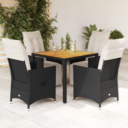 Set de muebles jardín 5 pzas con cojines ratán sintético negro en Conjuntos de jardín | Comprar online en Foru.es