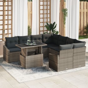 Conjunto de sofá de 9 piezas para jardín con cojines gris poliratán de , Sofás de exterior - Ref: Foro24-3348975, Precio: 601...
