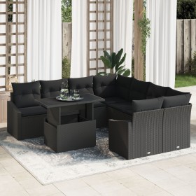 Juego de Sofá de Jardín de 9 Piezas con Cojines Negro Poliratán de , Sofás de exterior - Ref: Foro24-3348979, Precio: 627,07 ...