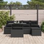 Conjunto de Sofá de Jardín de 6 Piezas con Cojines Negro Poliratán de , Sofás de exterior - Ref: Foro24-3348989, Precio: 401,...