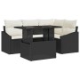 Juego de Sofá de 5 Piezas con Cojines de Ratán Poliéster Negro de , Sofás de exterior - Ref: Foro24-3348993, Precio: 378,25 €...