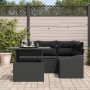 Juego de Sofá de Jardín de 5 Piezas con Cojines de Rattan Poliéster Negro de , Sofás de exterior - Ref: Foro24-3348999, Preci...