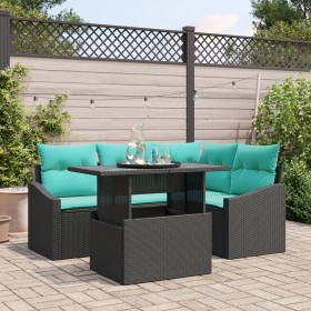 Juego de Sofás de 6 Piezas para Jardín con Cojines de Poliratán Negro de , Sofás de exterior - Ref: Foro24-3349003, Precio: 4...