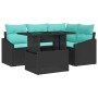 Juego de Sofás de 6 Piezas para Jardín con Cojines de Poliratán Negro de , Sofás de exterior - Ref: Foro24-3349003, Precio: 4...