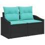 Juego de Sofás de 6 Piezas para Jardín con Cojines de Poliratán Negro de , Sofás de exterior - Ref: Foro24-3349003, Precio: 4...