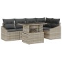 Conjunto de Sofá de Jardín de 6 Piezas con Cojines Gris Claro Ratán Poliéster de , Sofás de exterior - Ref: Foro24-3349008, P...