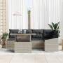 Conjunto de Sofá de Jardín de 6 Piezas con Cojines Gris Claro Ratán Poliéster de , Sofás de exterior - Ref: Foro24-3349008, P...