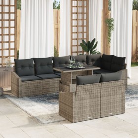 Conjunto de sofá de jardín de 9 piezas con cojines de ratán sintético gris de , Sofás de exterior - Ref: Foro24-3349025, Prec...