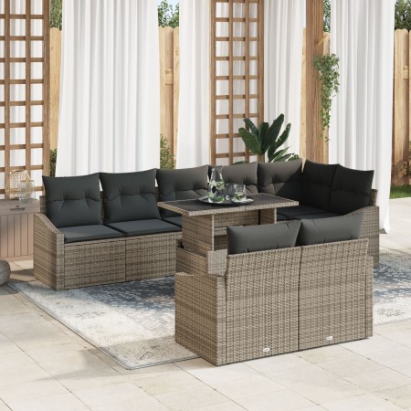 Conjunto de sofá de jardín de 9 piezas con cojines de ratán sintético gris de , Sofás de exterior - Ref: Foro24-3349025, Prec...