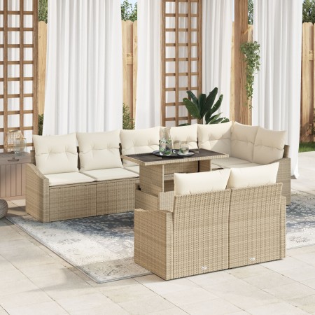 Conjunto de Sofás de Jardín de 9 piezas con Cojines Beige de , Sofás de exterior - Ref: Foro24-3349027, Precio: 672,40 €, Des...