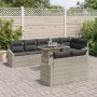 Juego de Sofá de Jardín de 9 Piezas con Cojines Gris Claro Ratán Poli de , Sofás de exterior - Ref: Foro24-3349028, Precio: 7...
