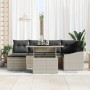 Conjunto de sofá de jardín de 7 piezas con cojines en ratán poliéster gris claro de , Sofás de exterior - Ref: Foro24-3349038...