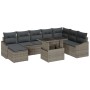Juego de Sofás de Jardín de 9 Piezas con Cojines Gris Ratán Poliéster de , Sofás de exterior - Ref: Foro24-3349055, Precio: 5...