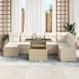 Conjunto de Sofás de Jardín de 9 Piezas con Cojines Beige de Poliratán de , Sofás de exterior - Ref: Foro24-3349057, Precio: ...
