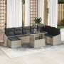 Juego de Sofá de Jardín de 9 Piezas con Cojines en Gris Claro de Poliratán de , Sofás de exterior - Ref: Foro24-3349058, Prec...