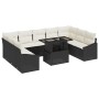 Set de sofá de jardín de 10 piezas con cojines negros de poliratán de , Sofás de exterior - Ref: Foro24-3349063, Precio: 619,...