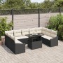 Set de sofá de jardín de 10 piezas con cojines negros de poliratán de , Sofás de exterior - Ref: Foro24-3349063, Precio: 619,...