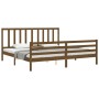 Estructura cama y cabecero madera maciza marrón miel 200x200 cm de vidaXL, Camas y somieres - Ref: Foro24-3193879, Precio: 16...