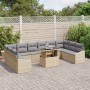 Set de sofá de jardín de 11 piezas con cojines de ratán poli beige de , Sofás de exterior - Ref: Foro24-3349076, Precio: 745,...