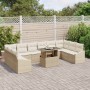Conjunto de Sofás de Jardín de 11 Piezas con Cojines Beige de Ratán Sintético de , Sofás de exterior - Ref: Foro24-3349077, P...