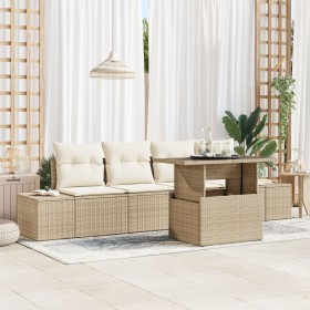 Juego de sofá de jardín de 5 piezas con cojines Beige de ratán de polipropileno de , Sofás de exterior - Ref: Foro24-3349087,...
