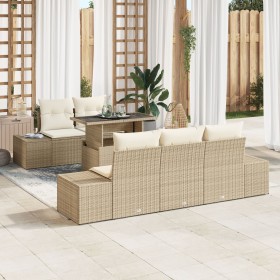 Juego de Sofás de Jardín de 6 Piezas con Cojines Beige Ratán Sintético de , Sofás de exterior - Ref: Foro24-3349097, Precio: ...