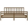 Estructura cama y cabecero madera maciza marrón miel 200x200 cm de vidaXL, Camas y somieres - Ref: Foro24-3193879, Precio: 16...
