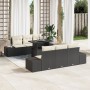 Set de Sofás de Jardín de 7 Piezas con Cojines de Ratán Poliéster Negro de , Sofás de exterior - Ref: Foro24-3349103, Precio:...