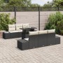 Set de Sofás de Jardín de 7 Piezas con Cojines de Ratán Poliéster Negro de , Sofás de exterior - Ref: Foro24-3349103, Precio:...