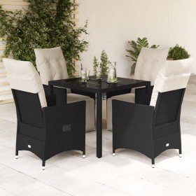 Set de muebles jardín 5 pzas con cojines ratán sintético negro en Conjuntos de jardín | Comprar online en Foru.es