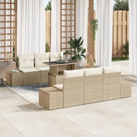 Conjunto de Sofá de Jardín de 7 Piezas con Cojines Beige de Ratán Sintético de , Sofás de exterior - Ref: Foro24-3349107, Pre...