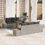 Juego de Sofá de Jardín de 7 Piezas con Cojines de Ratán Sintético Gris Claro de , Sofás de exterior - Ref: Foro24-3349108, P...