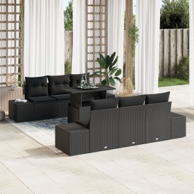 Juego de Sofás de Jardín de 7 Piezas con Cojines de Poliratán Negro de , Sofás de exterior - Ref: Foro24-3349109, Precio: 563...