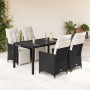 Set de muebles jardín 5 pzas con cojines ratán sintético negro en Conjuntos de jardín | Comprar online en Foru.es
